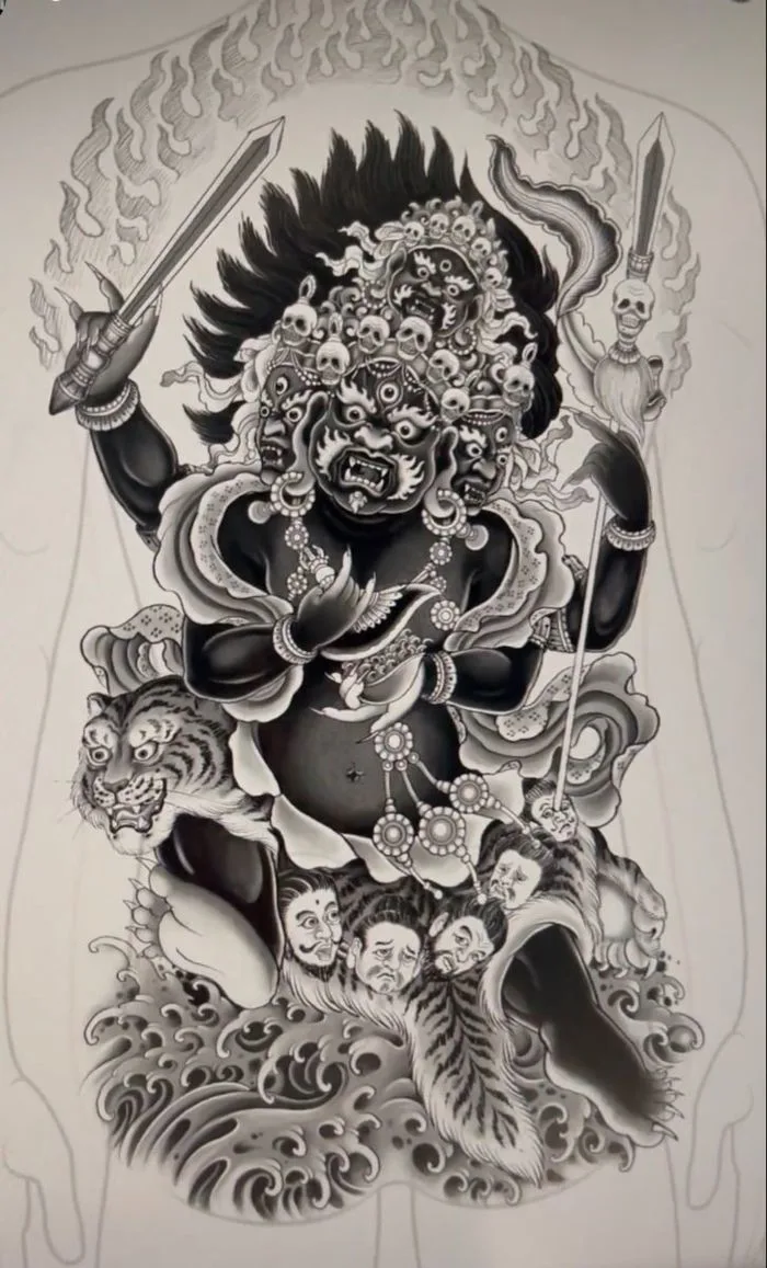 Hình xăm phật | Mẫu hình xăm tay, Hình xăm samurai, Full lưng nhật cổ