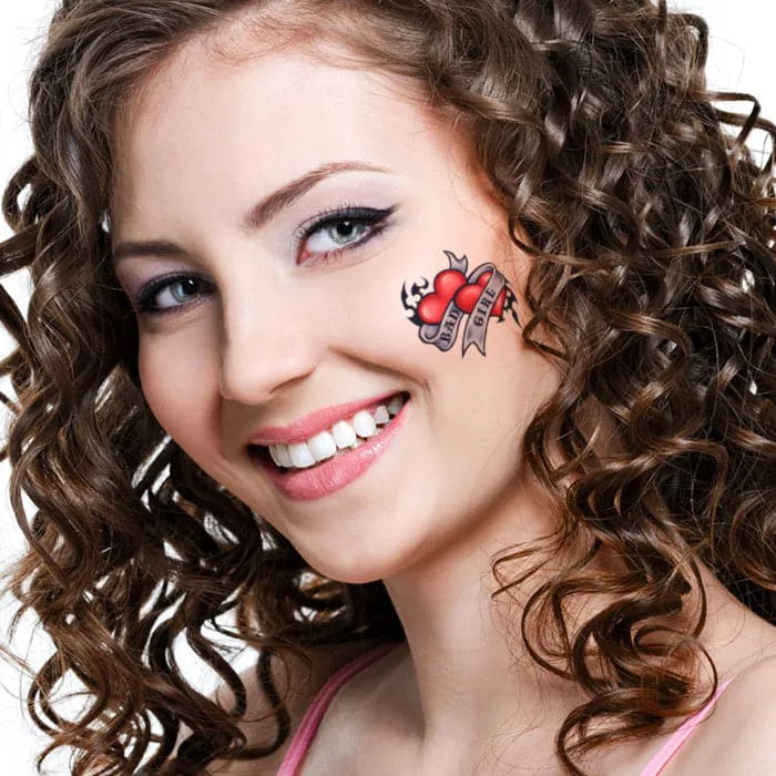 Bad Girl with Hearts Temporary Tattoo – Temporary Tattoos