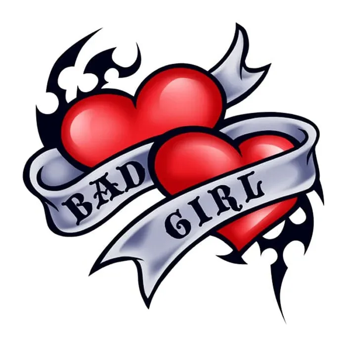 Bad Girl with Hearts Temporary Tattoo – Temporary Tattoos