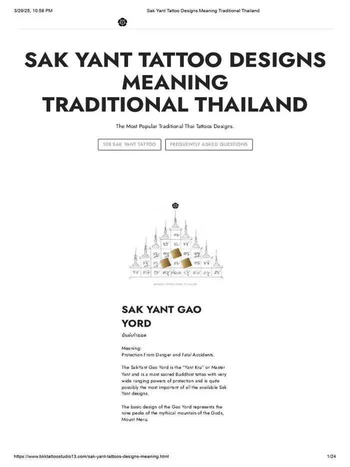 Sak Yant Tattoo Meanings in Thailand | PDF