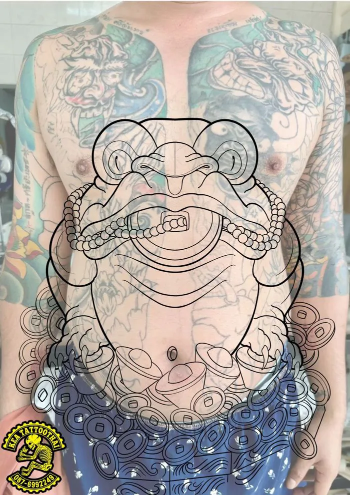 Cóc ngậm tiền tattoo | Thiềm thừ tattoo, Cóc thần tài tattoo, Hình xăm full  lưng