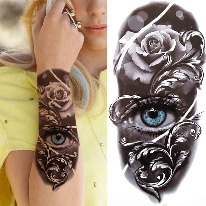 Hình Xăm Dán Tạm Thời Họa Tiết Đầu Lâu / Hoa / Đầu Lâu / Hổ Màu Đen Cá Tính Cho  Nam Và | Shopee Việt Nam