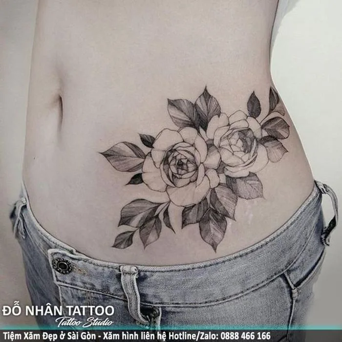 Hình xăm đẹp ở bên Eo, bên Hông (0150) tại ĐỖ NHÂN TATTOO