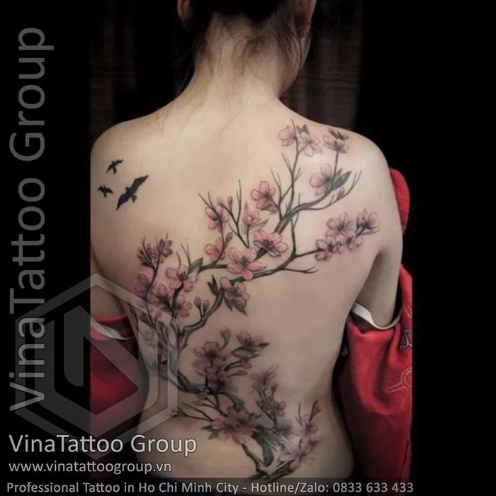 Hình xăm hoa anh đào - VinaTattoo Group