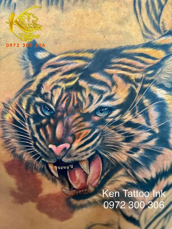 Hình xăm Đầu cọp 3D đẹp 4 -Ken Biên hòa Tattoo – Biên Hòa Tattoo