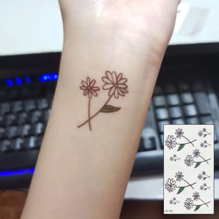 3 hình dán tạm thời tatoo hoa cúc hoạ mi qs386.Xăm dán tatoo mini tạm thời,  size <10x6cm | Shopee Việt Nam
