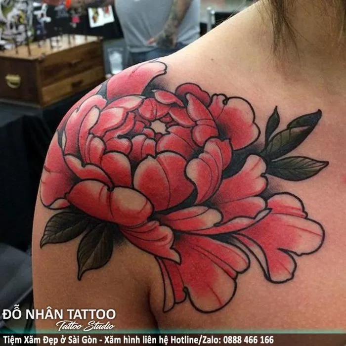 Hình xăm Hoa Mẫu Đơn (011) tại ĐỖ NHÂN TATTOO | Old school peony tattoo,  Traditional