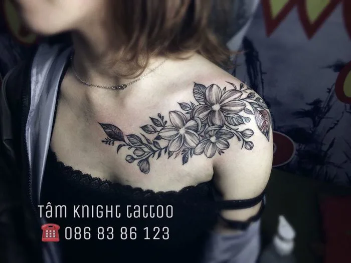 Hình xăm hoa, hình xăm hoa ở ngực, hình xăm hoa ở vai, hình xăm đẹp cho nữ, hình  xăm che sẹo, hình xăm ngực