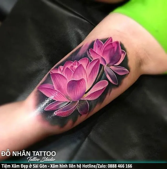 Hình xăm Hoa Sen, Bông Sen (0116) tại ĐỖ NHÂN TATTOO