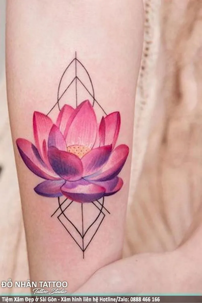 Hình xăm Hoa Sen, Bông Sen (01114) tại ĐỖ NHÂN TATTOO