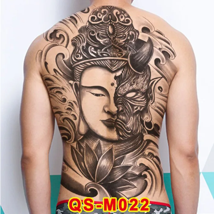 Hình Xăm Dán Kín Lưng Nửa Phật Nửa Quỷ Chụp Ảnh, Đóng Phim, Dễ Dàng Tẩy Xóa  - Dùng 2-5 Ngày (35x48cm)