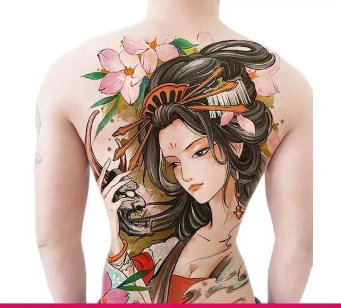 Xăm Dán Kín Lưng Mẫu Cô Gái Nhật (ảnh đầu tiên ) Xăm Dán Kín Lưng Dành Cho  Tuổi Từ 14 Trở Lên Xăm Dán Kín Lưng Chất Liệu Photo Sticker Xăm