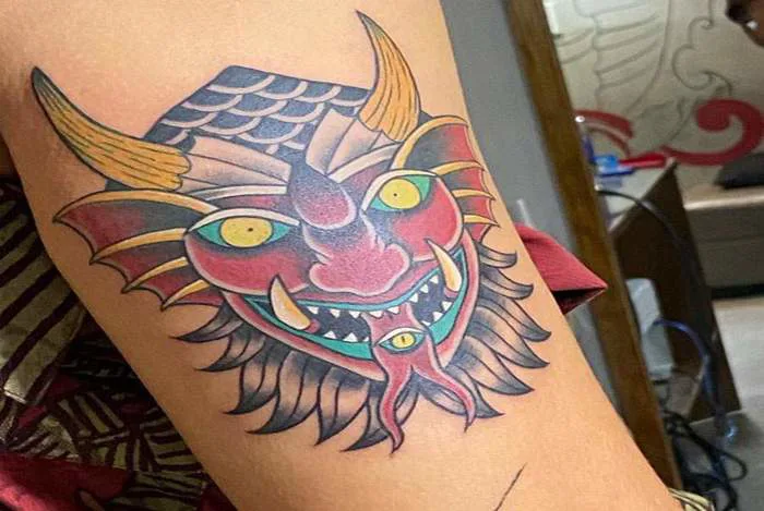 hình mặt quỷ HANYA – Quyền lực của May mắn - TooArt - Tattoo and Piercing  Salon