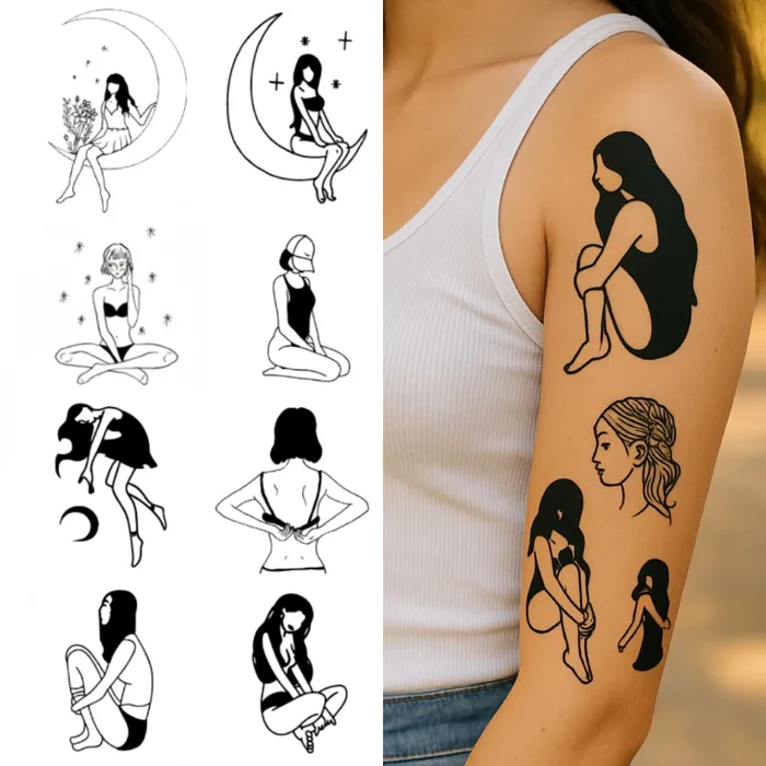 Hình Xăm Dán Mini Trắng Đen | Tattoo Mini Cute Cho Nữ | Hình Xăm Không Sợ  Hậu Quả