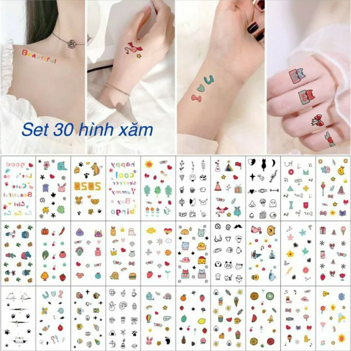 Hot trend] Combo 30 Hình Xăm Nước Hình xăm dán tatoo mini stickers phong  cách Hàn Quốc cute dễ thương giá | Shopee Việt Nam