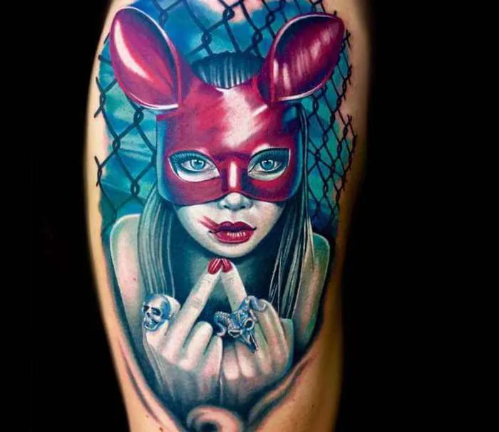 Bad girl in mask tattoo by Peter Hlavacka | Post 26584
