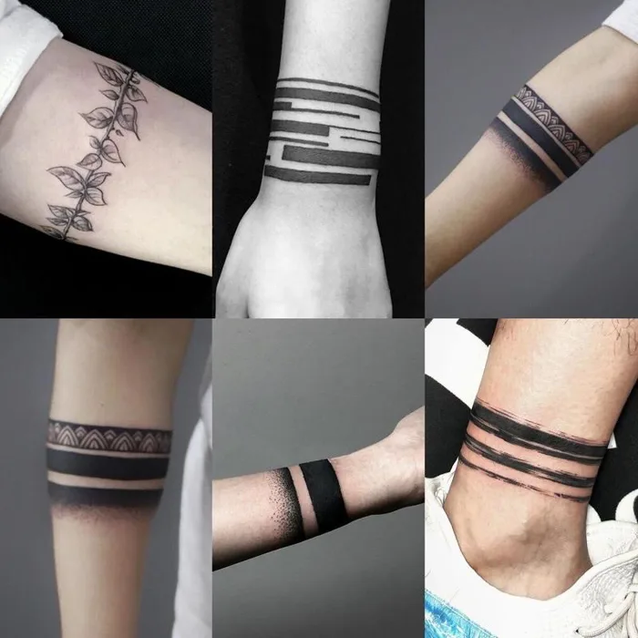 Hình xăm dán 15 ngày tạm thời bắp tay bắp chân nam nữ chữ nhật cổ 11x19cm  tatoo giả dán tay kẻ xọc đường thẳng
