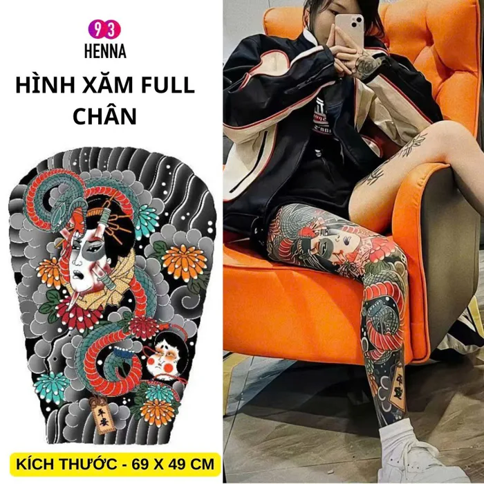 Hình xăm full chân nhật cổ màu kích thước 50x70cm lưu da 3-5 ngày | Shopee  Việt Nam
