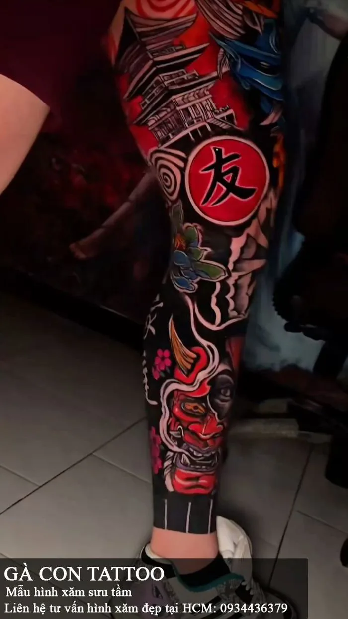 Hình xăm full chân Nhật cổ | Japanese leg tattoo, Dragon head tattoo, Full  chest tattoos