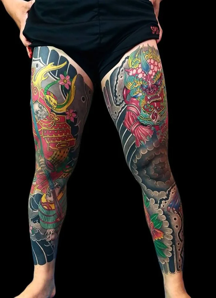 Tattoo full chân nhật cổ