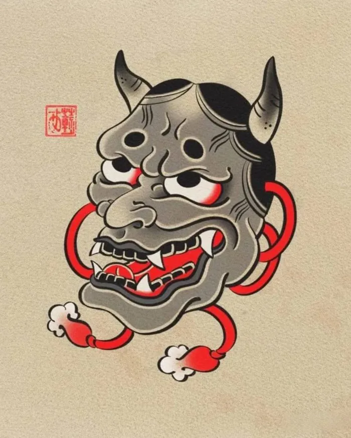 Mặt quỷ hanya | Mặt quỷ tattoo nhật cổ, Hình xăm mặt quỷ, Hình xăm nhật