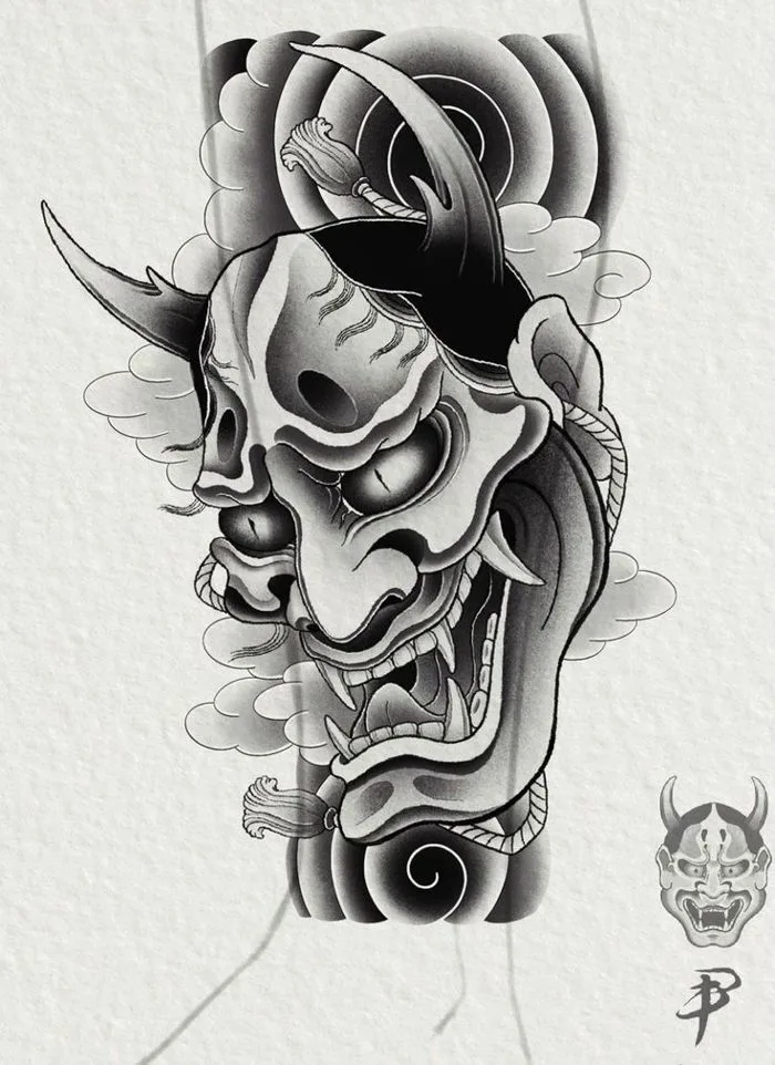 Hình xăm hanya | Mặt quỷ tattoo, Hình xăm nhật cổ, Hình xăm mặt quỷ