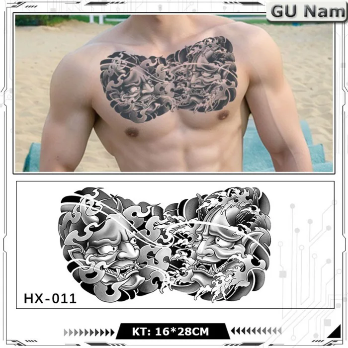 Hình xăm lưng ngực hình mặt quỷ Hanya HX-011, hình xăm dán nhật cổ 15 ngày  chống nước bền đẹp thời trang cá tính | Shopee Việt Nam