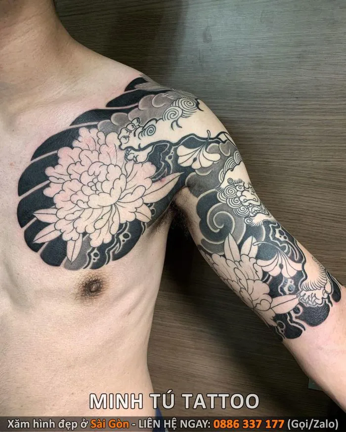 Hình xăm nhật cổ bắp tay sang ngực (4)