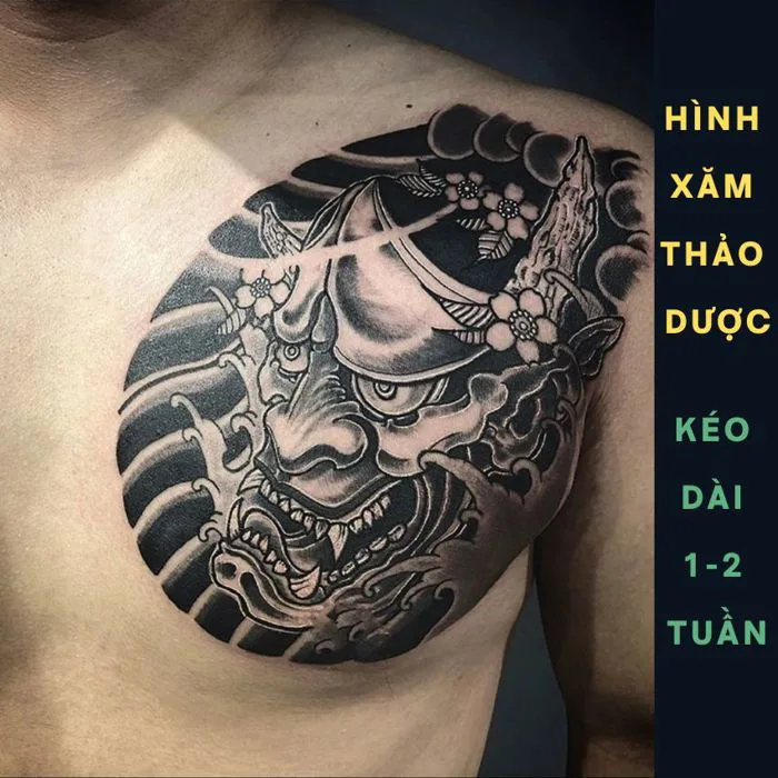 Hình Xăm Thảo Dược Tạm Thời Mặt Quỷ Nửa Ngực Funtattoo Chống Nước Chống Cọ  Xát Kéo Dài 7-15 Ngày