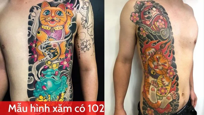 Mẫu hình xăm nhật nữa ngựa xuống bụng 1/2 mặt trước đẹp
