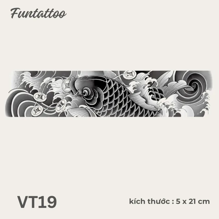 Hình Xăm Tạm Thời 15 Ngày Vòng Tay Nhật Cổ Cá Chép FUNTATOO Kéo Dài 7-15  Ngày Chống Nước Bền Đẹp