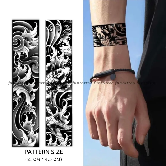 Hình Xăm Nhật Cổ Tạm Thời Vòng Tay Cá Chép Funtattoo Chống Nước Chống Cọ  Xát Kéo Dài 7-15 Ngày