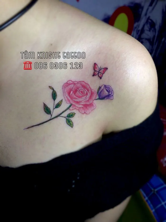 Hình xăm hoa hồng, hình xăm ở ngực cho nữ, hình xăm hoa đẹp, hình xăm mini, hình  xăm ngực đẹp, hình xăm hoa, hình xăm màu, hình xăm hoa ở vai,