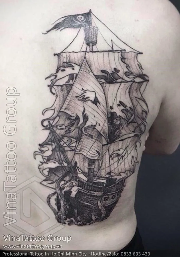 Hình xăm thuyền buồm - VinaTattoo Group