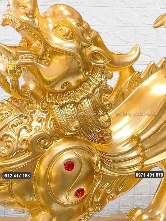 Tỳ Hưu Cánh Yếm Bằng Đồng Dát Vàng 9999