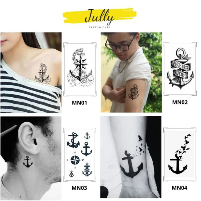 hình xăm dán mỏ neo mini JULLY Tattoo chất (kích thước 105x6cm) hình xăm  chống nước xăm tạm thời an toàn bền đẹp Hình Xăm Dán Không Gây Kích Ứng Da  Hình