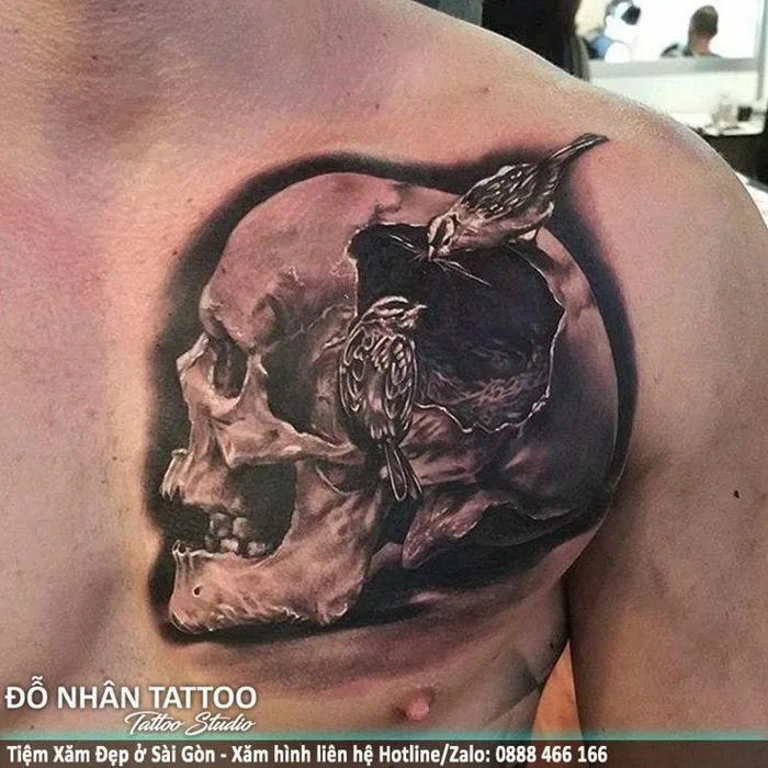 Hình xăm Đầu Lâu, Sọ Đầu (0236) tại ĐỖ NHÂN TATTOO