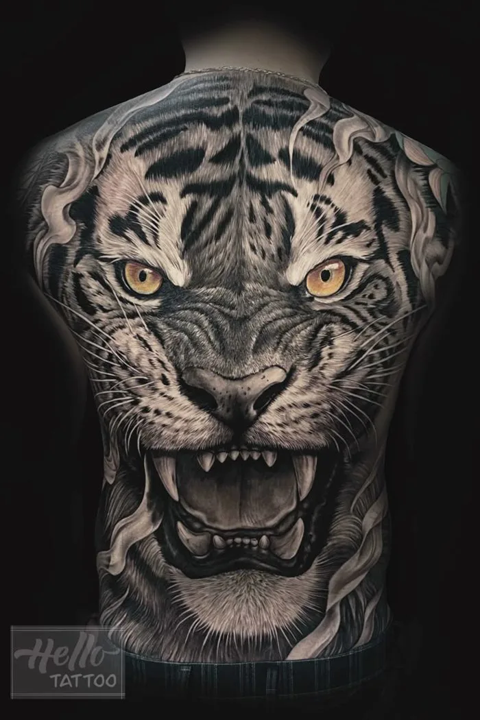 Hình xăm hổ tả thực | Hình xăm cọp full lưng, Hổ full lưng tattoo, Hình