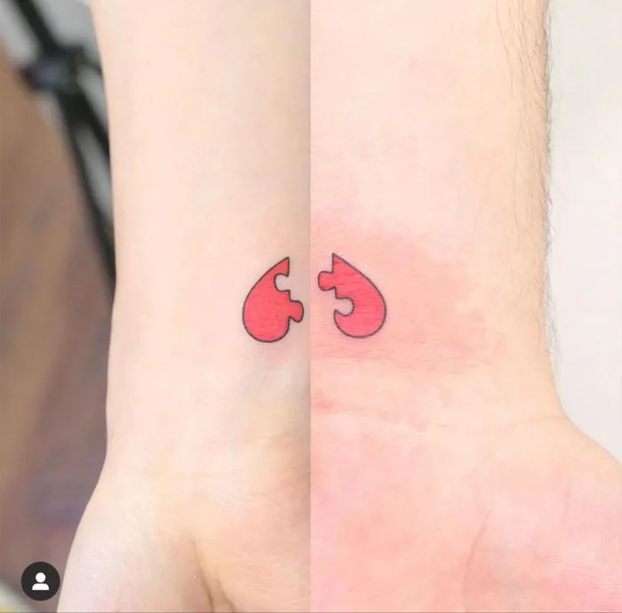 Matching puzzle piece tattoos couple | Matching friend tattoos, Couples  tattoo designs, Bestie matching tattoos