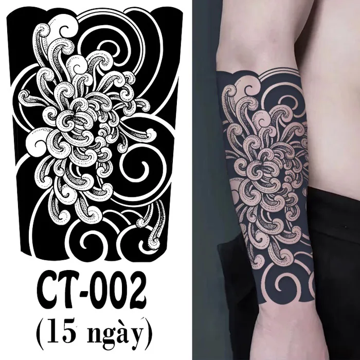 [Loại Dài Ngày] Hình Xăm Dán Nhật Cổ Cánh Tay, Bắp Chân, Ngực 15 Ngày (Size  17x24cm) Leo Tattoo