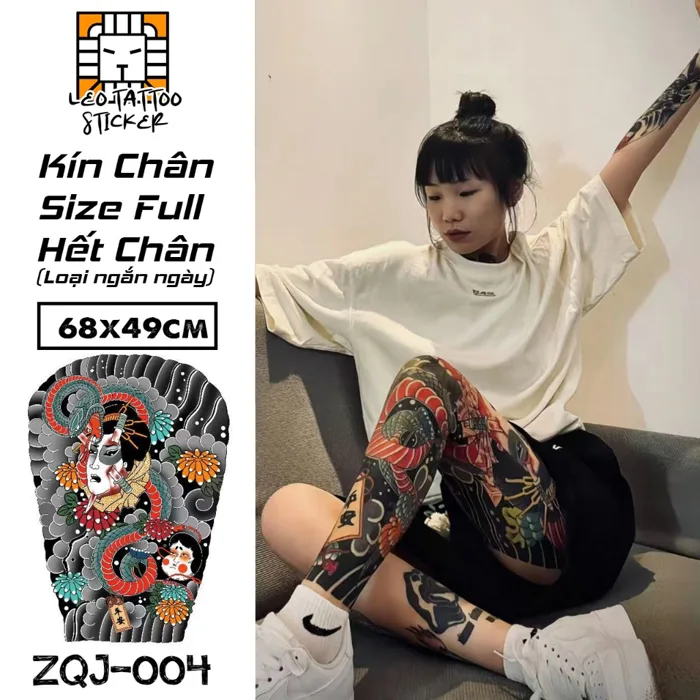 [Loại Ngắn Ngày] Hình Xăm Kín Chân Nhật Cổ Full Hết Toàn Bộ Chân - Dễ dàng  tẩy xóa - Phù Hợp Đóng Phim Chụp Ảnh