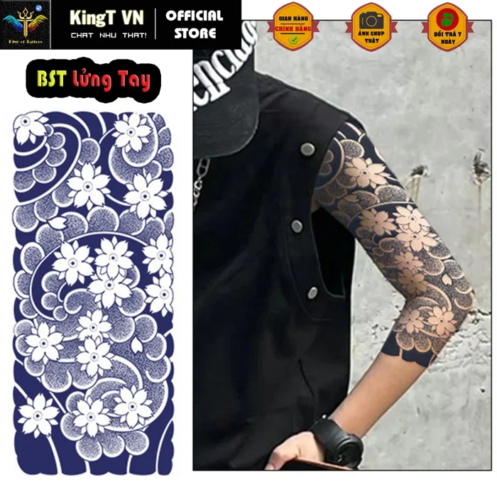 ✅ 【𝗞𝗶𝗻𝗴𝗧】BST XẮM DÁN TẠM THỜI 15 NGÀY LỬNG TAY DÀI Hoạ tiết Nhật cổ-  Hình xăm dán tạm thời 15 ngày