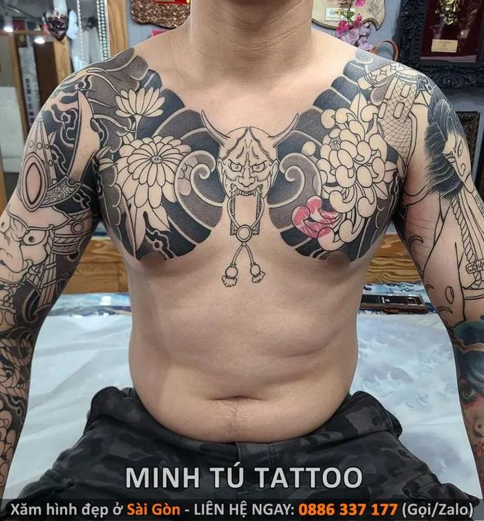 Các hình xăm nhật cổ full 2 tay qua ngực