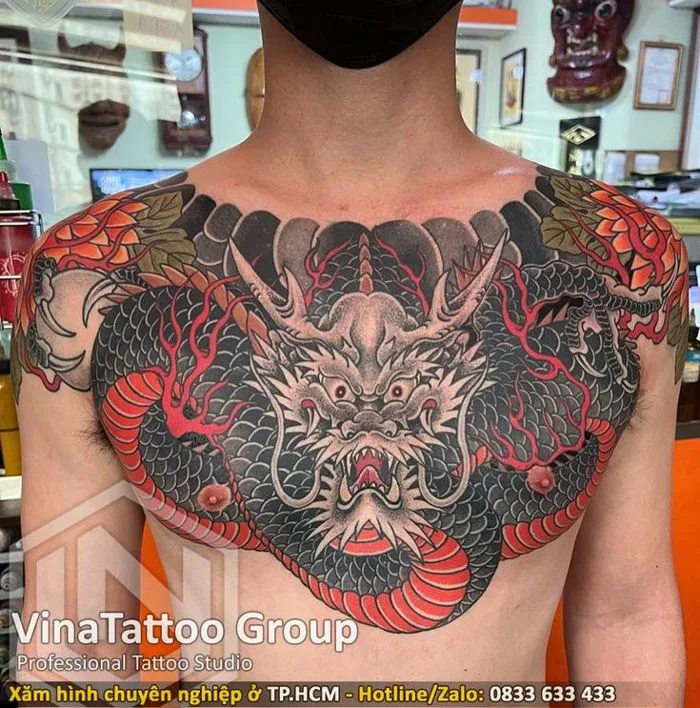 Những Hình xăm rồng nhật cổ full ngực tại VinaTattoo Group