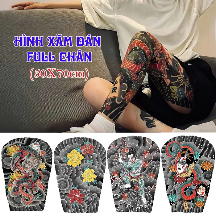 Hình Xăm Dán Full Chân Nhật Cổ 50x70cm – Tattoo Dán Có Màu – Giữ Màu 3-5  Ngày – Phong Cách Cá Tính | Shopee Việt Nam