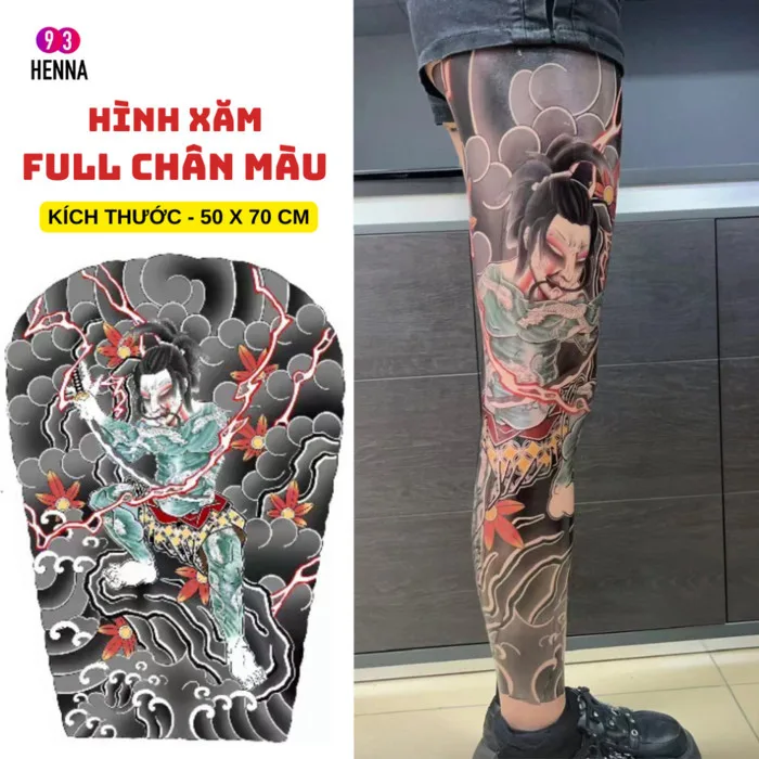 Hình xăm full chân nhật cổ màu kích thước 50x70cm lưu da 3-5 ngày | Shopee  Việt Nam