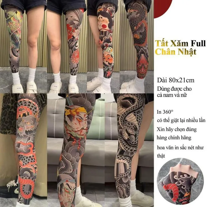 Tất Xăm Full Chân Nhật Cổ Mỏng Mềm Co Dãn Ôm Chân Họa Tiết 360 Độ (1 chiếc)  | Shopee Việt Nam