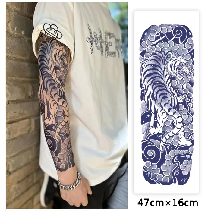 Hình Xăm full tay hổ nhật cổ Dán Tạm Thời Lâu Trôi Chống Thấm Nước 15 Ngày;  47cm * 16cm QB010 | Shopee Việt Nam