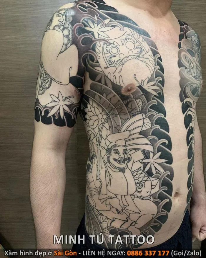Các Hình xăm nhật cổ full ngực sang bắp tay tại MINH TÚ TATTOO