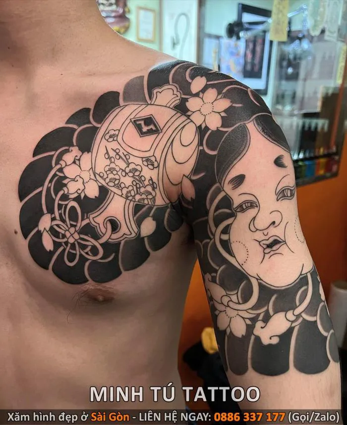 Hình xăm nhật cổ bắp tay sang ngực